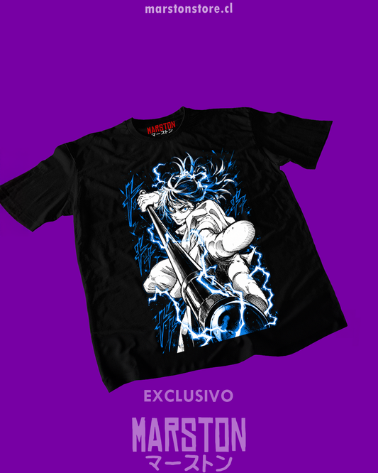 Polera negra Jujutsu Kaisen con diseño de Hajime Kashimo