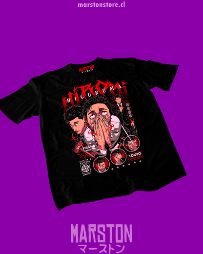 Polera negra Jujutsu Kaisen con diseño de Hiromi Higuruma