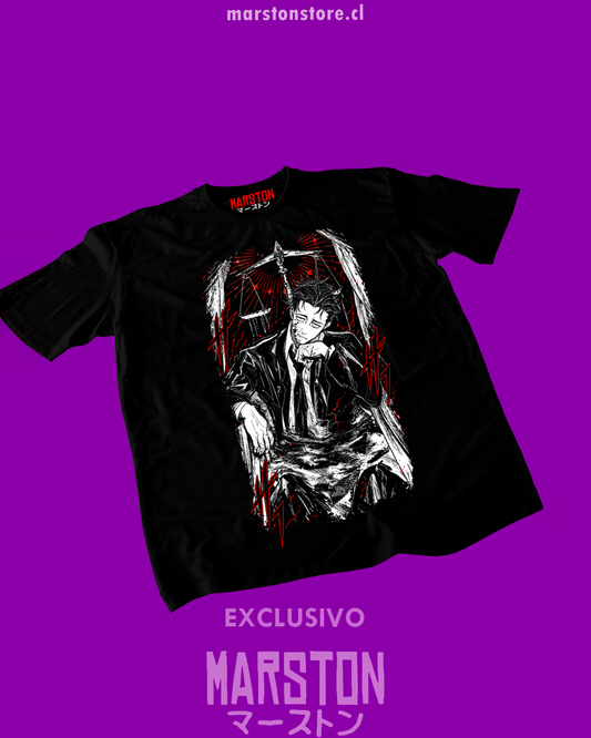 Polera negra Jujutsu Kaisen con diseño de Hiromi Higuruma