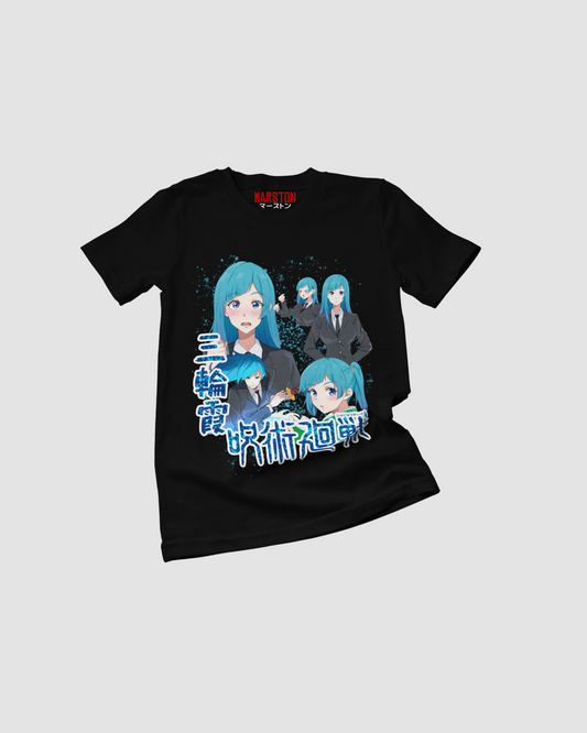 Polera negra Jujutsu Kaisen con diseño de Kasumi Miwa