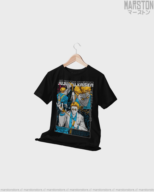 Polera negra Jujutsu Kaisen con diseño de Kento Nanami