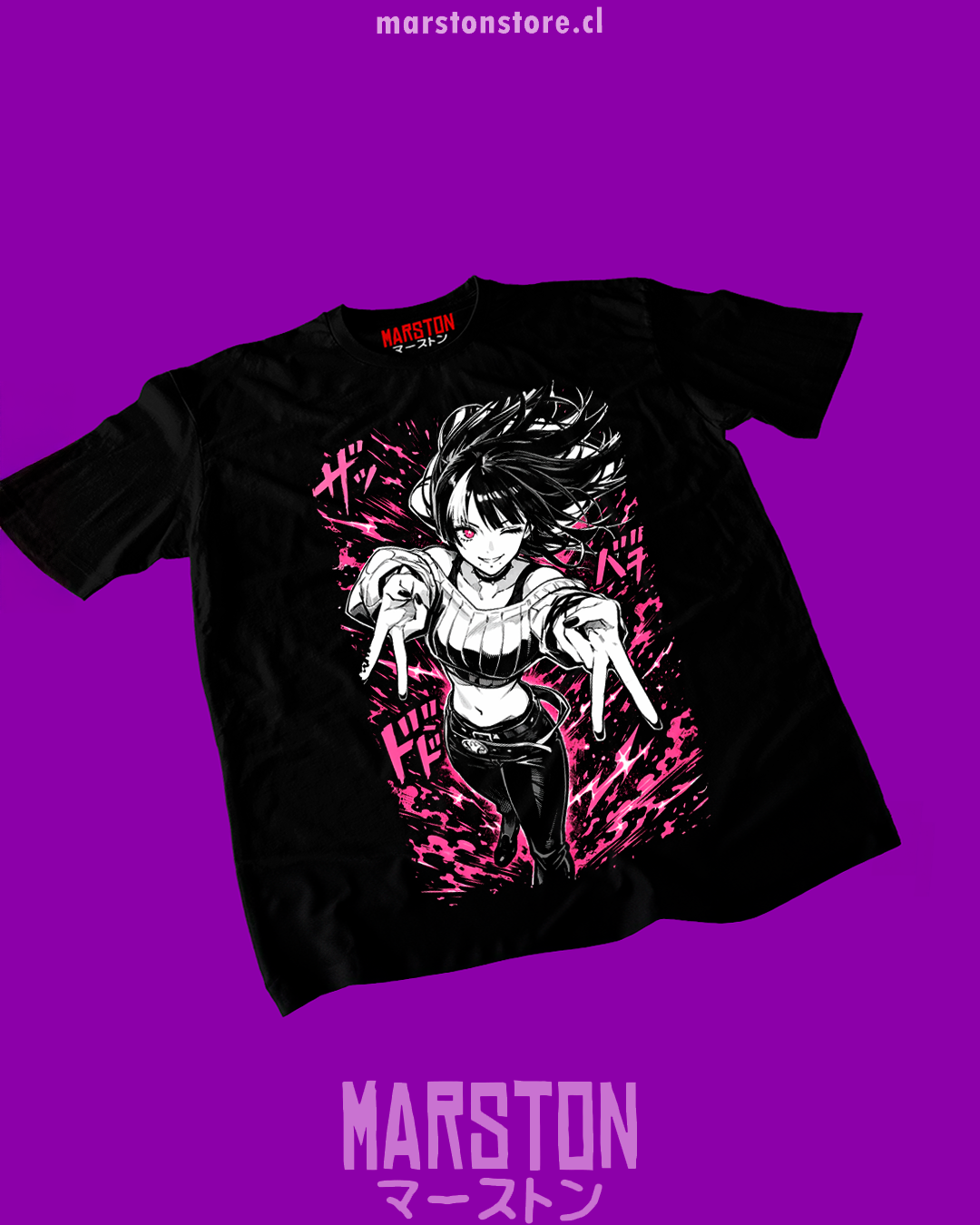 Polera negra Jujutsu Kaisen con diseño de Kirara Hoshi