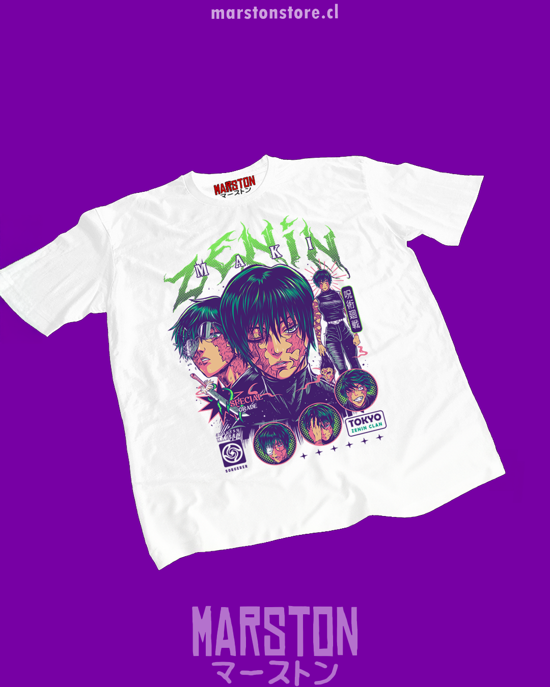Polera con diseño de Maki Zenin de Jujutsu Kaisen