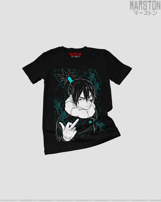 Polera negra Jujutsu Kaisen con diseño de Mechamaru, Kokichi Muta