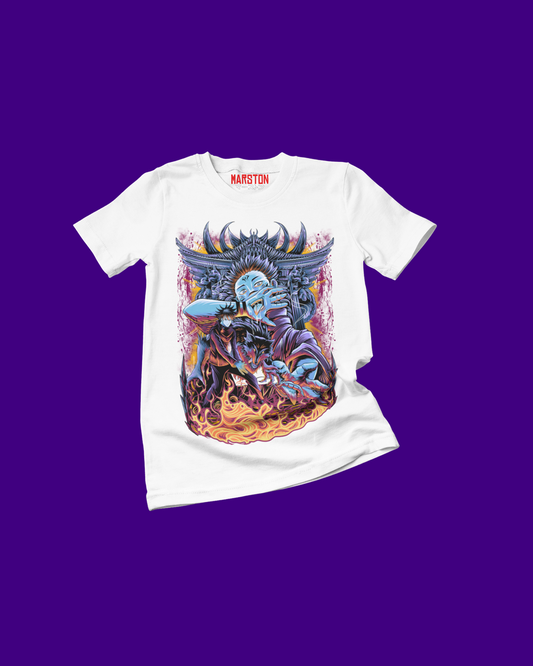 Polera blanca Jujutsu Kaisen con Megumi Fushiguro y Ryomen Sukuna