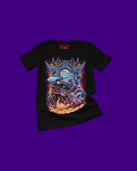 Polera negra Jujutsu Kaisen con Megumi Fushiguro y Ryomen Sukuna