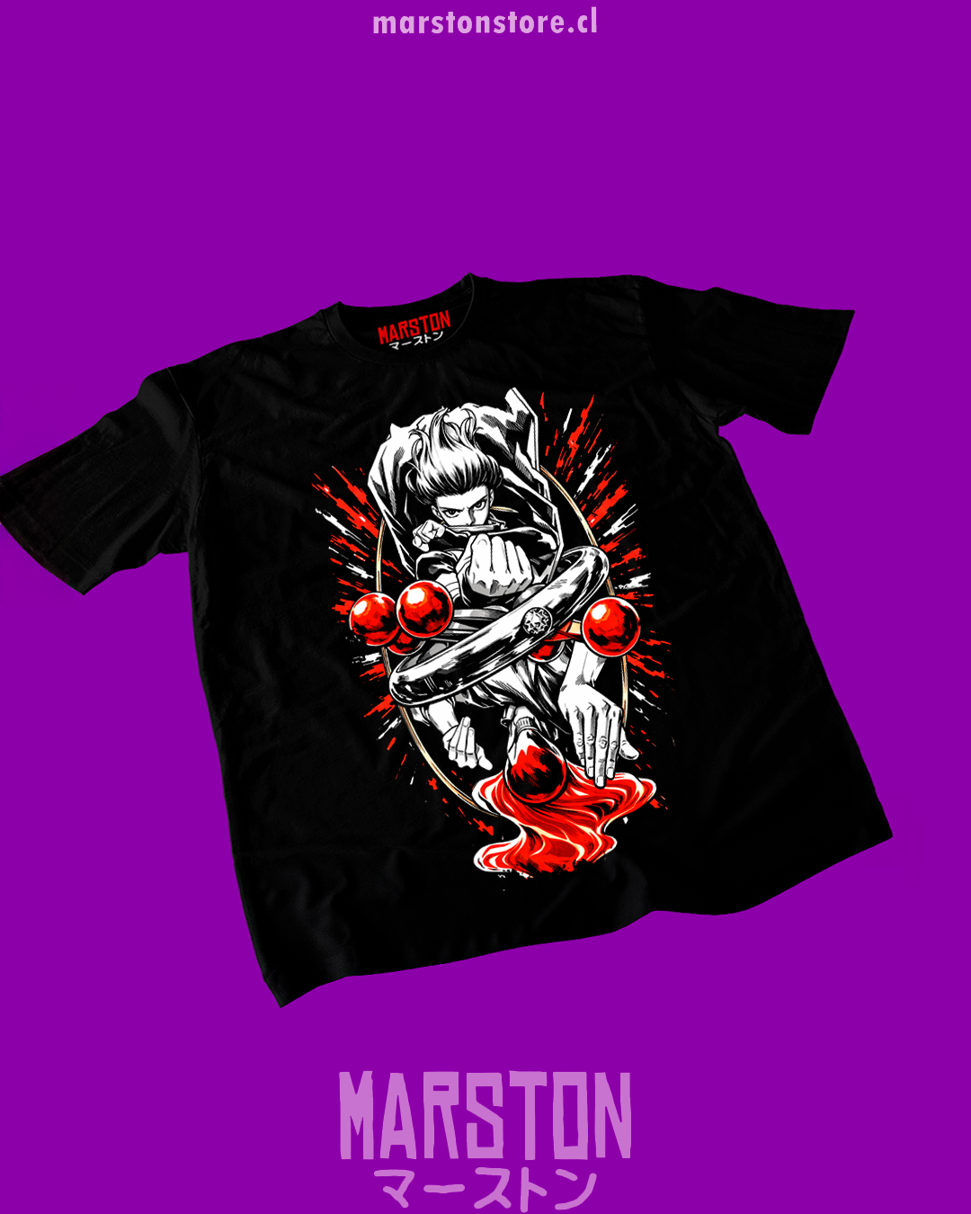 Polera negra con diseño de Jujutsu Kaisen Modulo