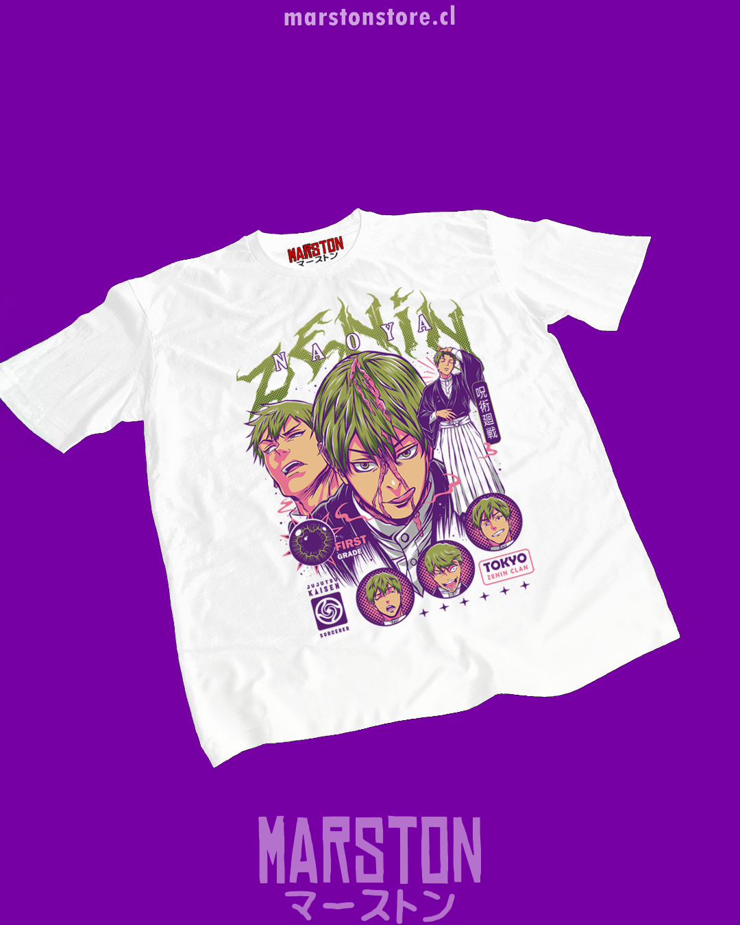 Polera con diseño de Naoya Zenin de Jujutsu Kaisen