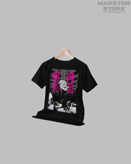 Polera negra con diseño de Jujutsu Kaisen