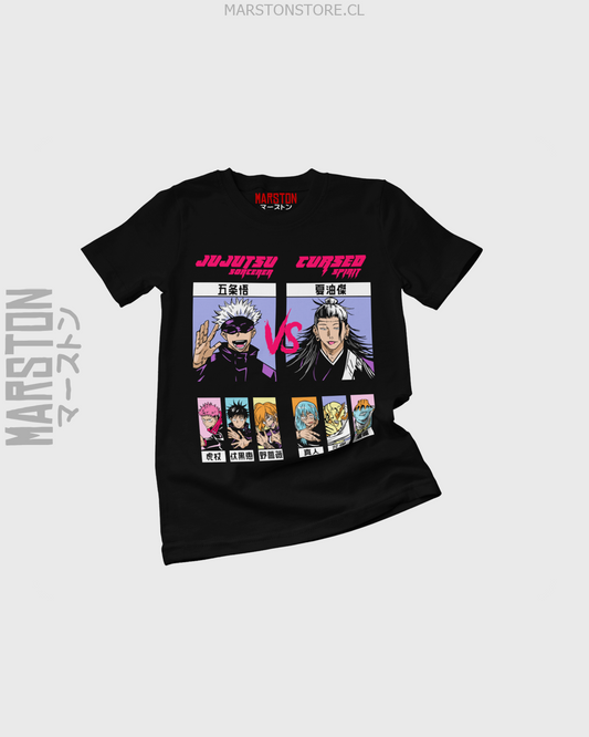 Polera negra con diseño de Jujutsu Kaisen