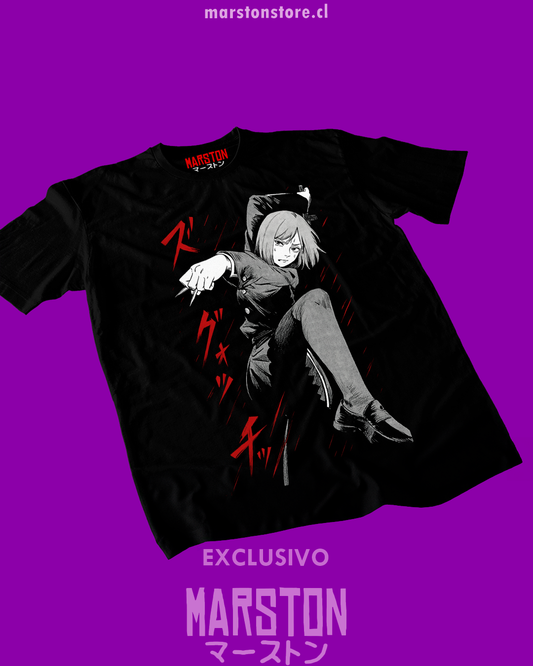 Polera negra Jujutsu Kaisen con diseño de Nobara Kugisaki