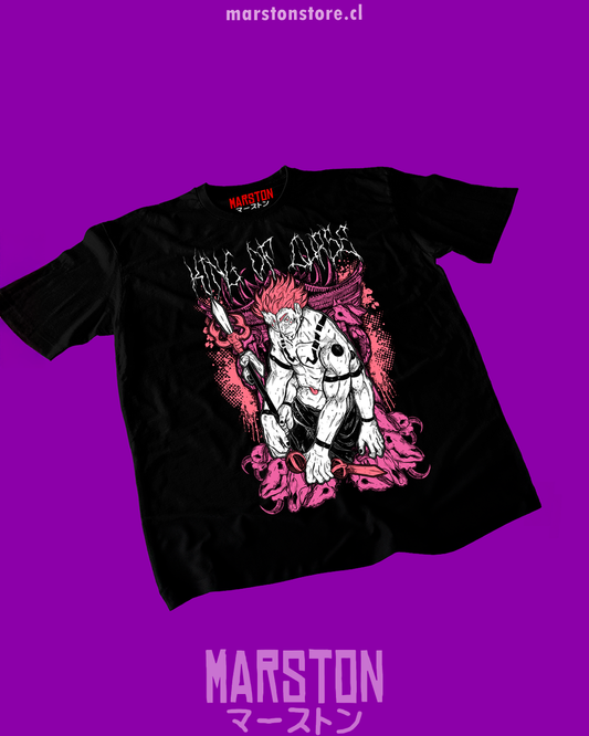 Polera negra Jujutsu Kaisen con diseño de Ryomen Sukuna