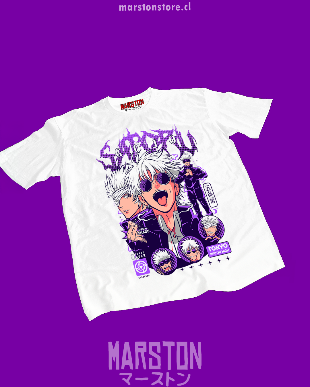 Polera Jujutsu Kaisen con diseño de Satoru Gojo