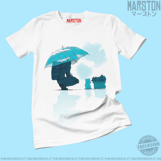 Polera blanca Jujutsu Kaisen con diseño de Satoru Gojo