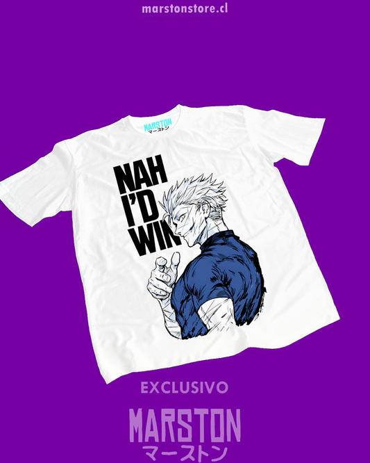 Polera blanca Jujutsu Kaisen con diseño de Satoru Gojo