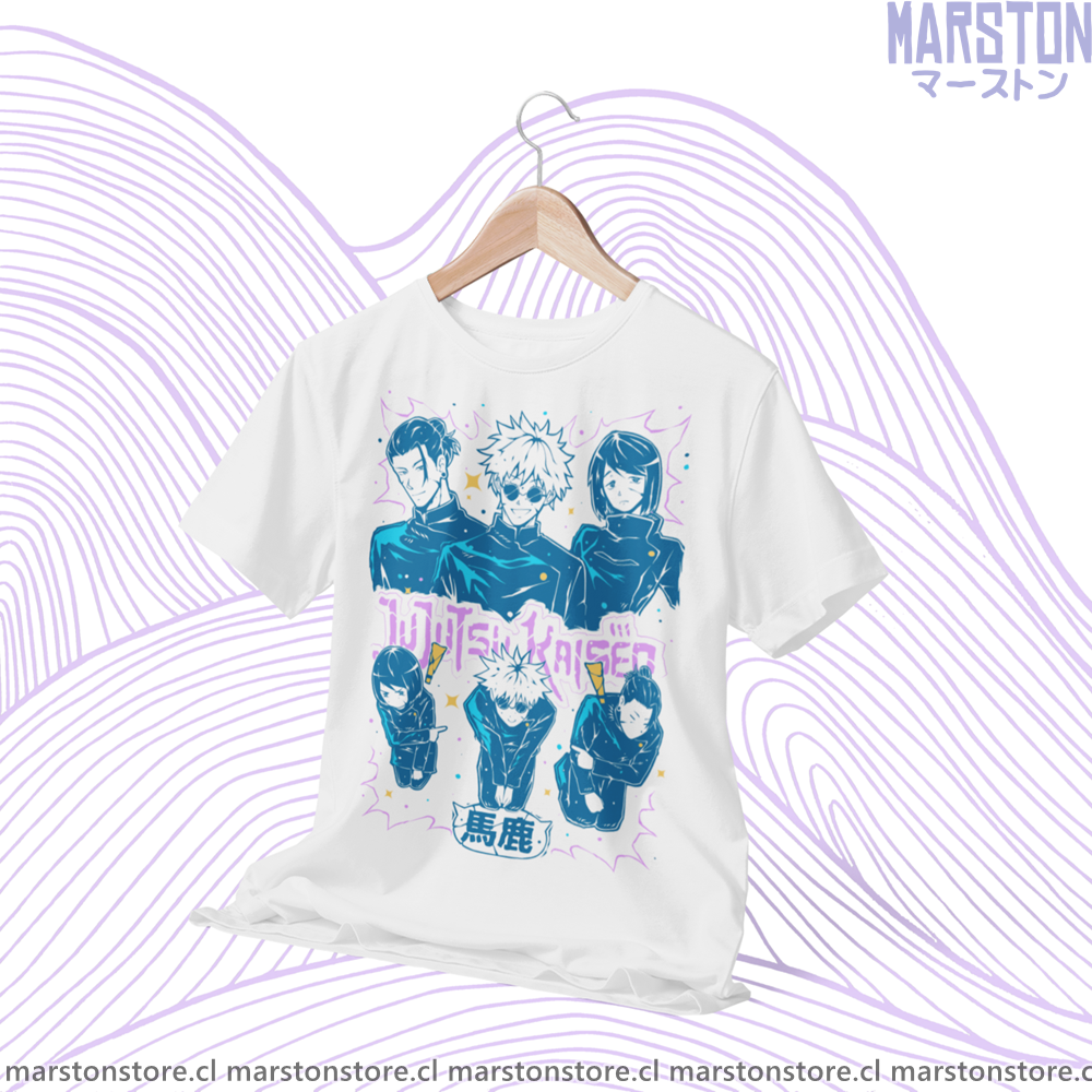 Polera Jujutsu Kaisen con Satoru Gojo, Suguru Geto y Shoko Ieiri