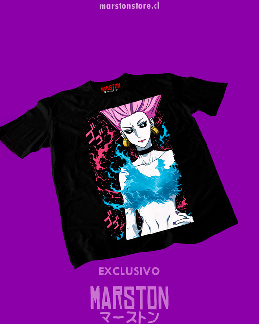 Polera negra Jujutsu Kaisen con diseño de Takako Uro