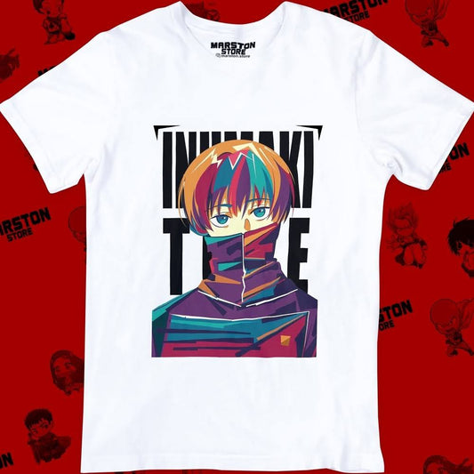 Polera blanca Jujutsu Kaisen con diseño de Toge Inumaki