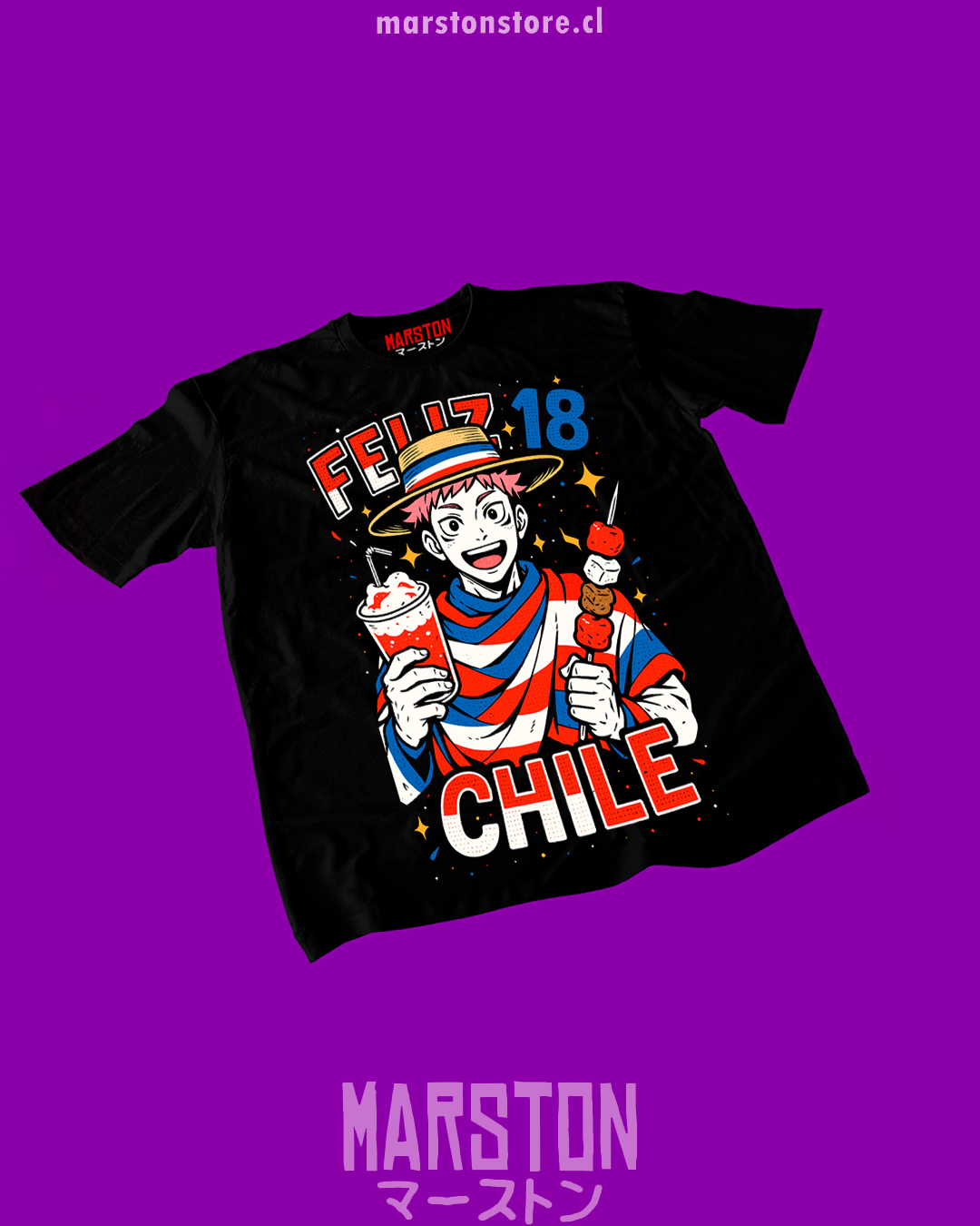 Polera Jujutsu Kaisen de Yuji Itadori Huaso para Fiestas Patrias de Chile
