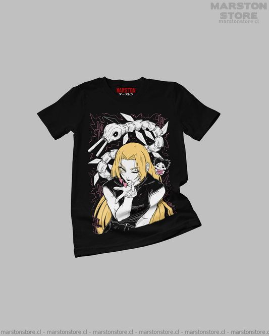 Polera negra Jujutsu Kaisen con diseño de Yuki Tsukumo