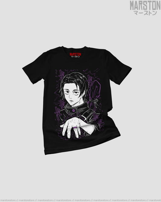 Polera negra Jujutsu Kaisen con diseño de Yuta Okkotsu