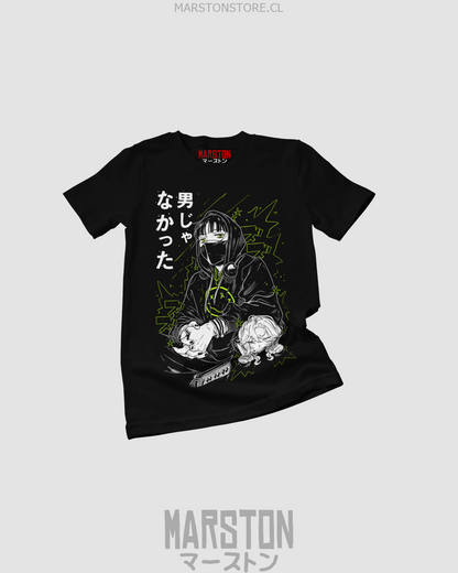 Polera negra de Ki ni Natteru Hito ga Otoko Janakatta con diseño de Mitsuki Koga