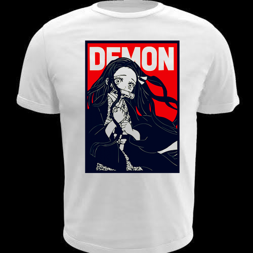 Polera blanca con diseño de Kimetsu no Yaiba Demon Slayer