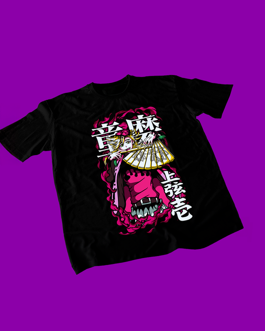 Polera negra Kimetsu no Yaiba Demon Slayer con diseño de Doma