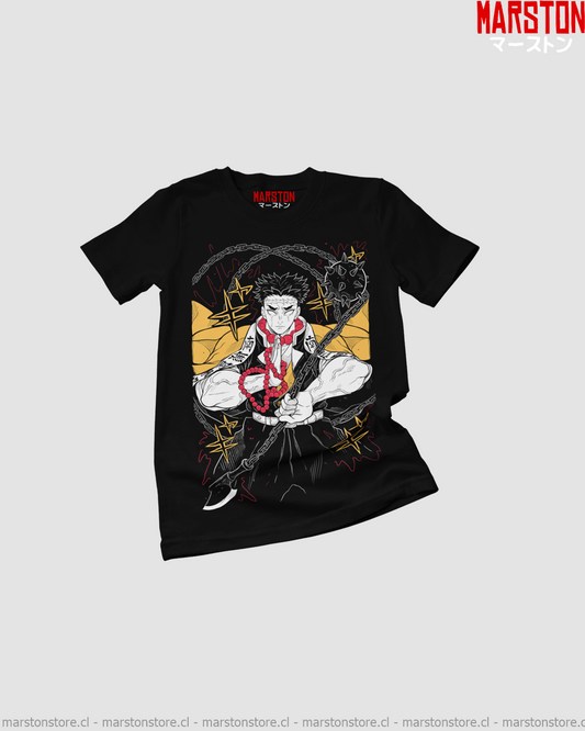 Polera negra Kimetsu no Yaiba Demon Slayer con diseño de Gyomei Himejima