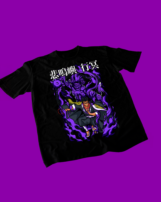 Polera negra Kimetsu no Yaiba Demon Slayer con diseño de Gyomei Himejima