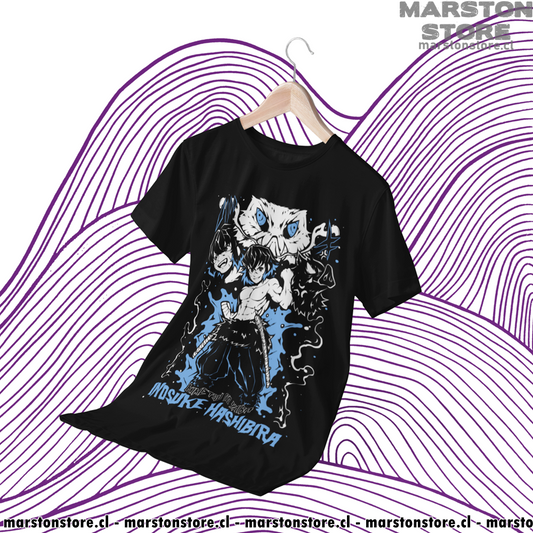 Polera negra Kimetsu no Yaiba Demon Slayer con diseño de Inosuke Hashibira