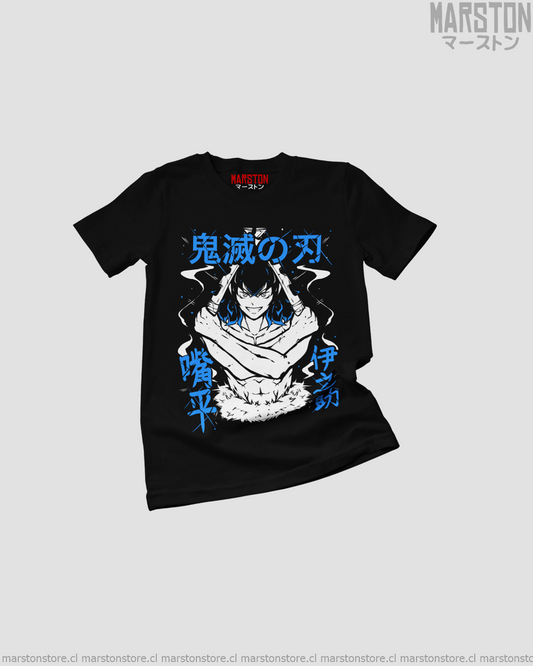 Polera negra Kimetsu no Yaiba Demon Slayer con diseño de Inosuke Hashibira