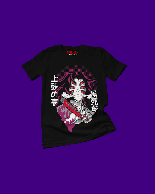 Polera negra Kimetsu no Yaiba Demon Slayer con diseño de Kokushibo