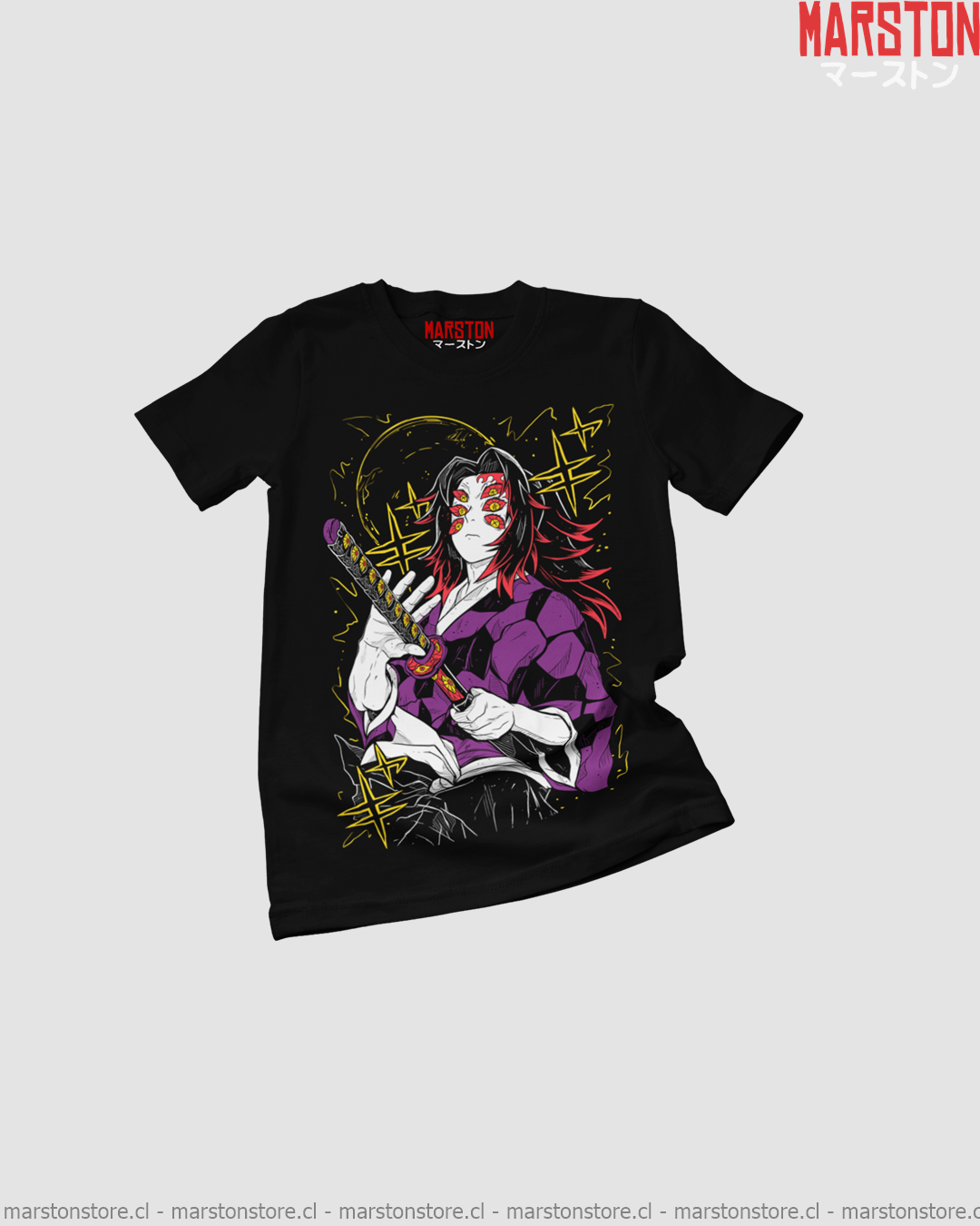 Polera negra Kimetsu no Yaiba Demon Slayer con diseño de Kokushibo
