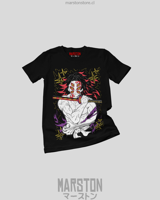 Polera negra Kimetsu no Yaiba Demon Slayer con diseño de Kokushibo