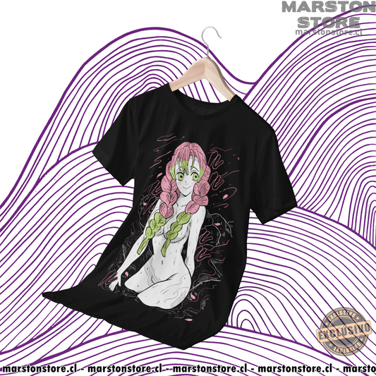 Polera negra Kimetsu no Yaiba Demon Slayer con diseño de Mitsuri Kanroji