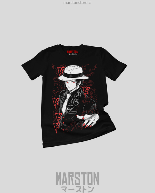 Polera negra Kimetsu no Yaiba Demon Slayer con diseño de Muzan Kibutsuji