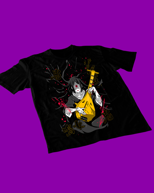 Polera negra Kimetsu no Yaiba Demon Slayer con diseño de Nakime