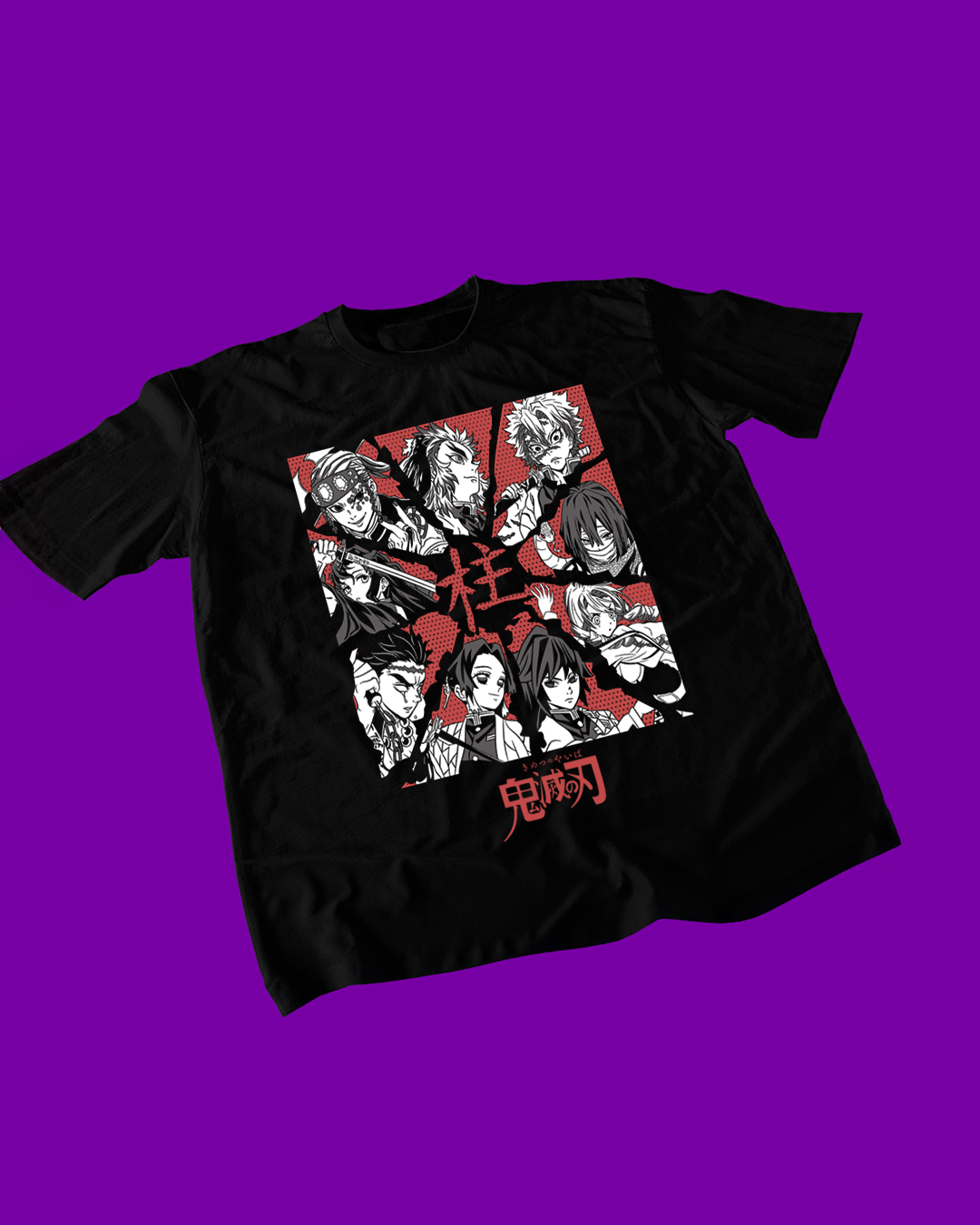 Polera negra con diseño de Kimetsu no Yaiba Demon Slayer
