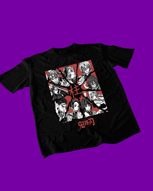 Polera negra con diseño de Kimetsu no Yaiba Demon Slayer