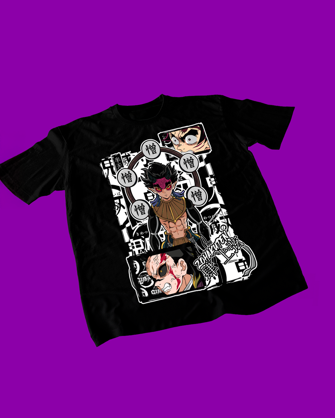 Polera negra con diseño de Kimetsu no Yaiba Demon Slayer