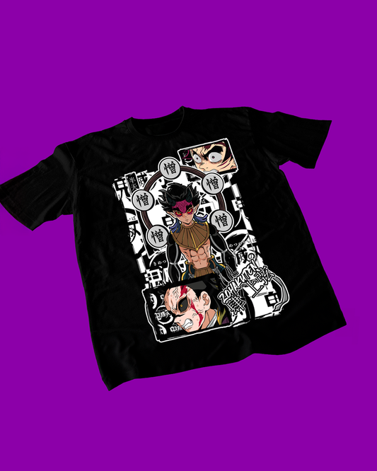 Polera negra con diseño de Kimetsu no Yaiba Demon Slayer