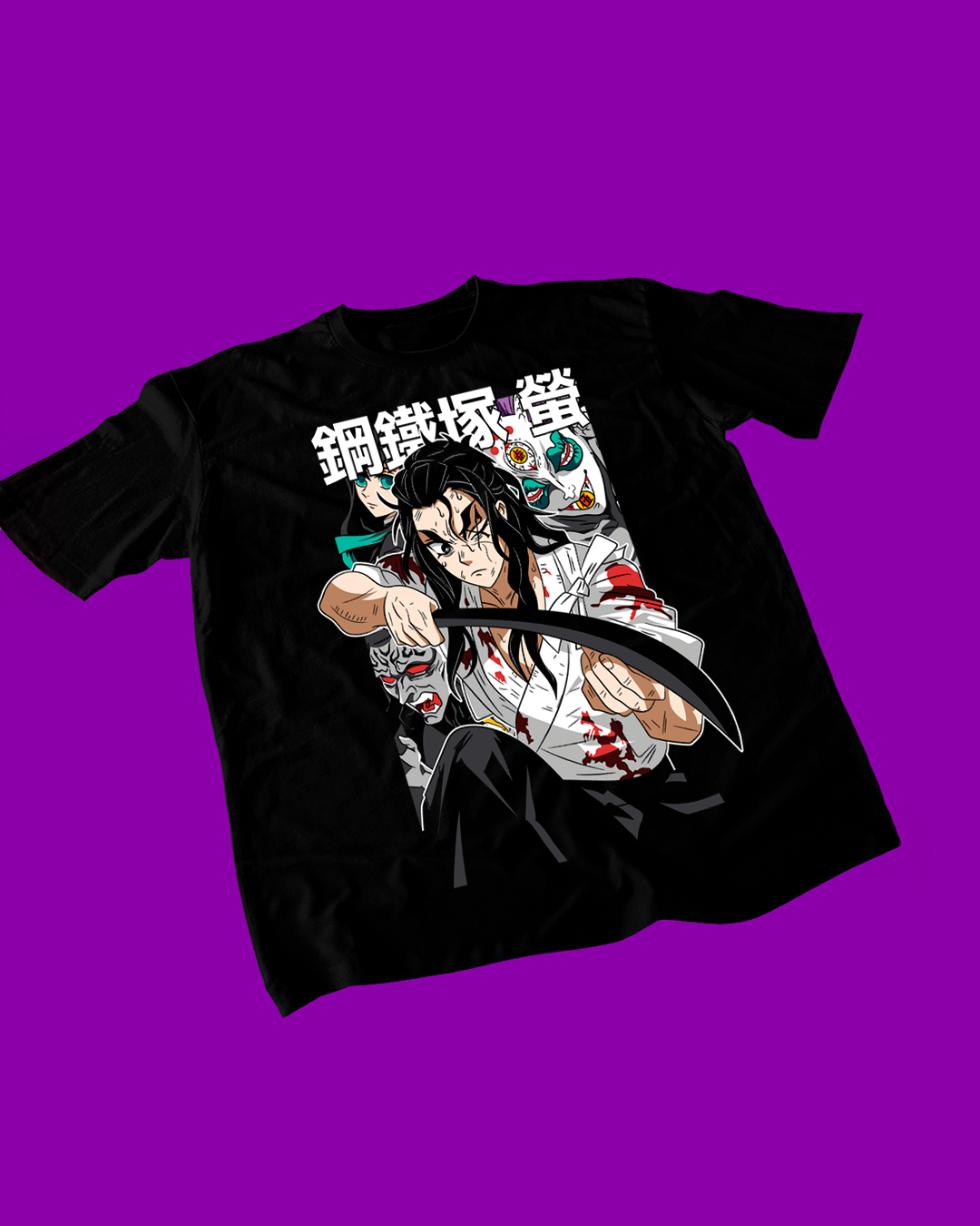 Polera negra con diseño de Kimetsu no Yaiba Demon Slayer