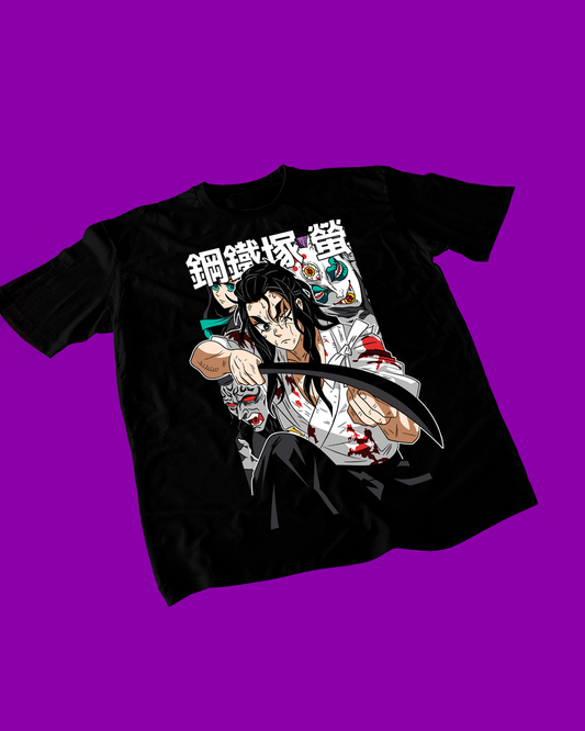 Polera negra con diseño de Kimetsu no Yaiba Demon Slayer