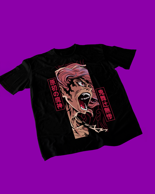 Polera negra con diseño de Kimetsu no Yaiba Demon Slayer