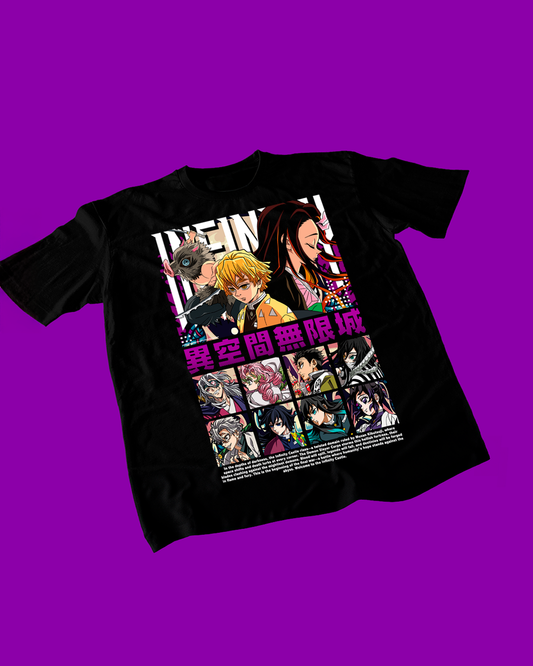 Polera negra con diseño de Kimetsu no Yaiba Demon Slayer