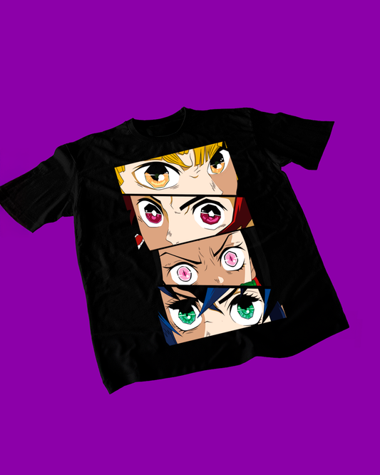 Polera negra con diseño de Kimetsu no Yaiba Demon Slayer