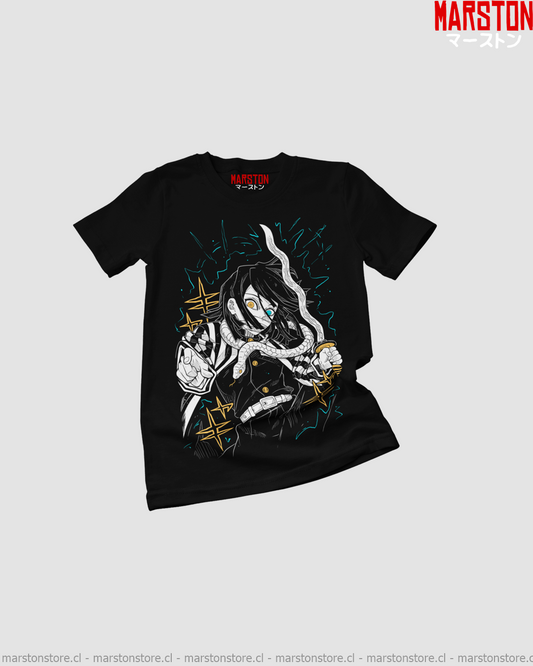 Polera negra Kimetsu no Yaiba Demon Slayer con diseño de Obanai Iguro