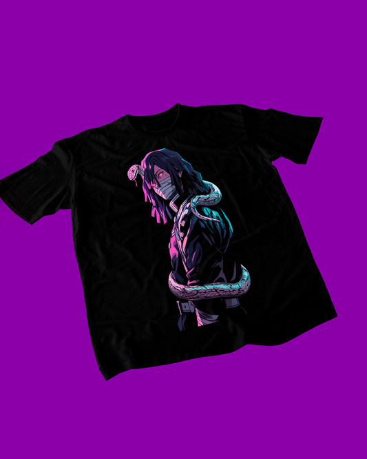 Polera negra Kimetsu no Yaiba Demon Slayer con diseño de Obanai Iguro
