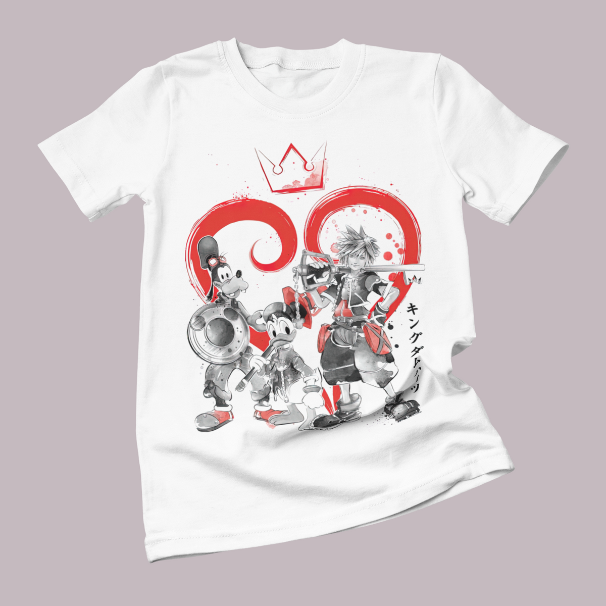 Polera blanca con diseño de Kingdom Hearts